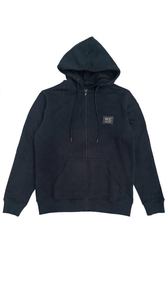 VRSC FELPA NERA ZIP SCRITTA NERA