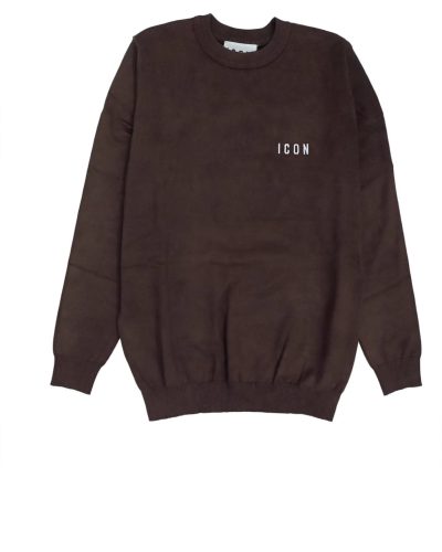ICON MAGLIONCINO MARRONE SCRITTA P